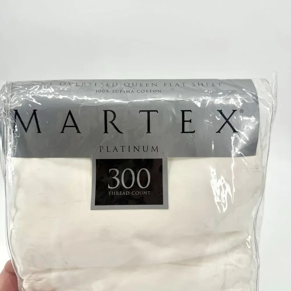 MARTEX 300 Thread Count 100% Supima Cotton Ivory Oversized QUEEN Flat Sheet